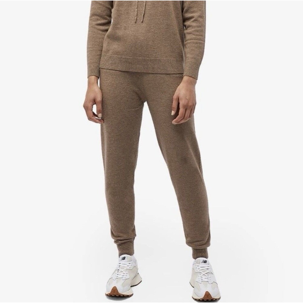 $475 Max Mara Women Sz S Delta Cuffed Knitted Cashmere Track Pant in Turtledove
